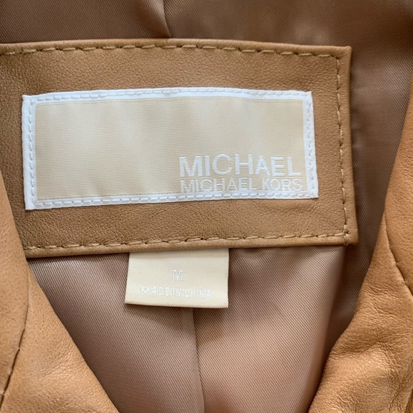 Michael Kors Beige Leather Jacket, Sz M - Picture 7 of 16
